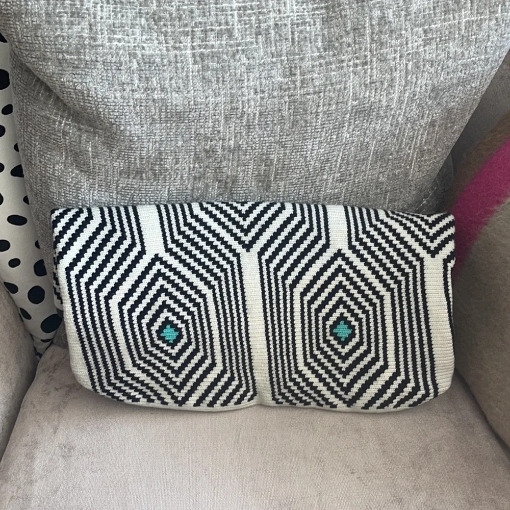 Sophie Anderson Camille Navy Green Natural Clutch - Picture 12 of 15